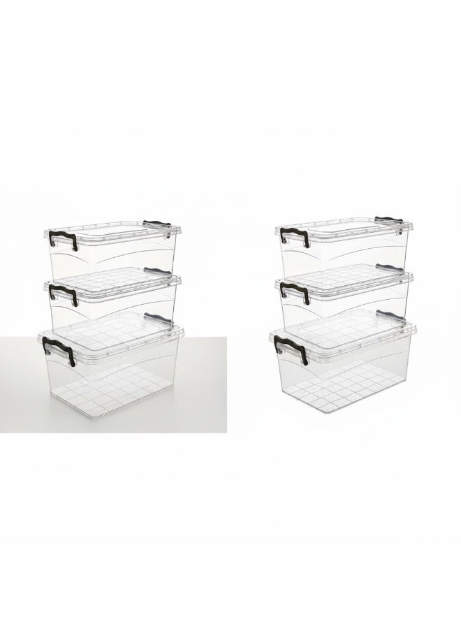favilla 2L Food Storage Container for Refrigerator – Clear Plastic with Airtight Lid – 2L 6 Pieces - Image 2